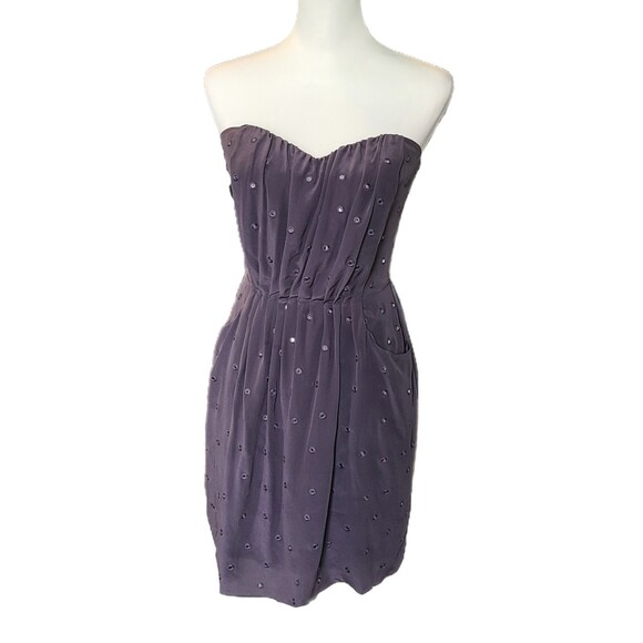 Rebecca Taylor | Lavender Dusk Silk Strapless Mirror Sequin Mini Dress, Size 6 - Picture 2 of 9